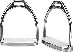 M. Toulouse Flex Rider Fillis Style Stirrup Irons, Silver with White Pads, 4-in