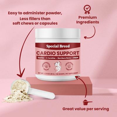 Show full view: Special Breed Cardio Support Powder Heart Supplement for Dogs, 3.14-oz jar slide 3 of 8