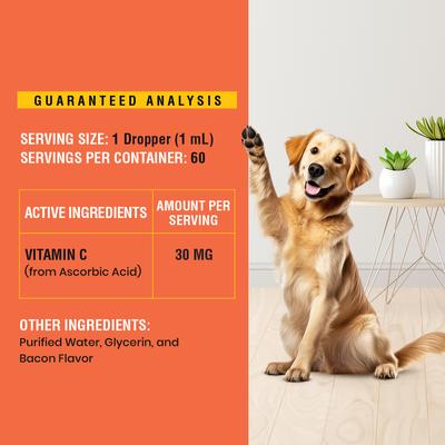 Show full view: Special Breed Vitamin C Bacon Flavored Liquid Immune Supplement for Dogs, 2-fl oz bottle slide 5 of 7