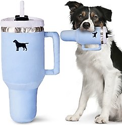 PUPROAR Pup Cup Tumbler Plush Squeaky Dog Toy, Chambray Blue