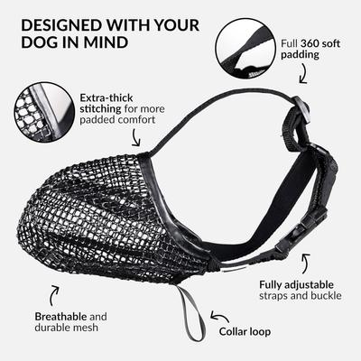 Show full view: CollarDirect Soft Mesh Dog Muzzle, Black, Medium slide 2 of 6