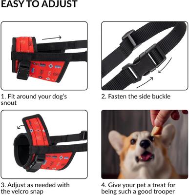 Show full view: CollarDirect Tribal Pattern Nylon Dog Muzzle, Red, X-Small/Small slide 3 of 5