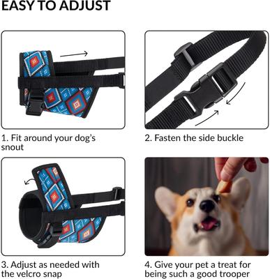 Show full view: CollarDirect Tribal Pattern Nylon Dog Muzzle, Blue, Medium/Large slide 3 of 5