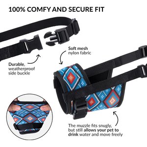 CollarDirect Tribal Pattern 3 Nylon Dog Muzzle, Blue, Medium/Large