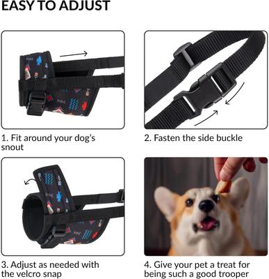 Show full view: CollarDirect Tribal Pattern Nylon Dog Muzzle, Black, Large/X-Large slide 3 of 5