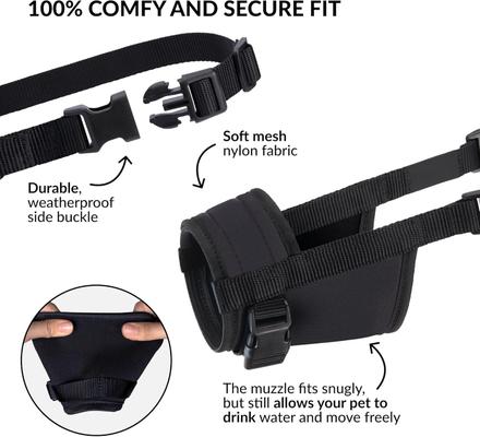 Show full view: CollarDirect Nylon Dog Muzzle, Black, Large/X-Large slide 3 of 5