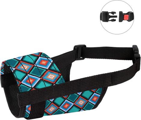 Show full view: CollarDirect Aztec Pattern Nylon Dog Muzzle, Blue, Large/X-Large slide 4 of 6