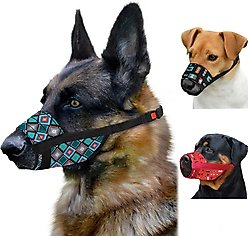 CollarDirect Aztec Pattern Nylon Dog Muzzle, Blue, Medium/Large slide 2 of 6
