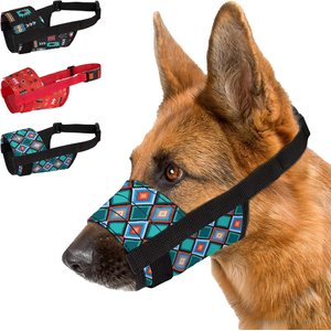 CollarDirect Aztec Pattern Nylon Dog Muzzle, Blue, Medium/Large