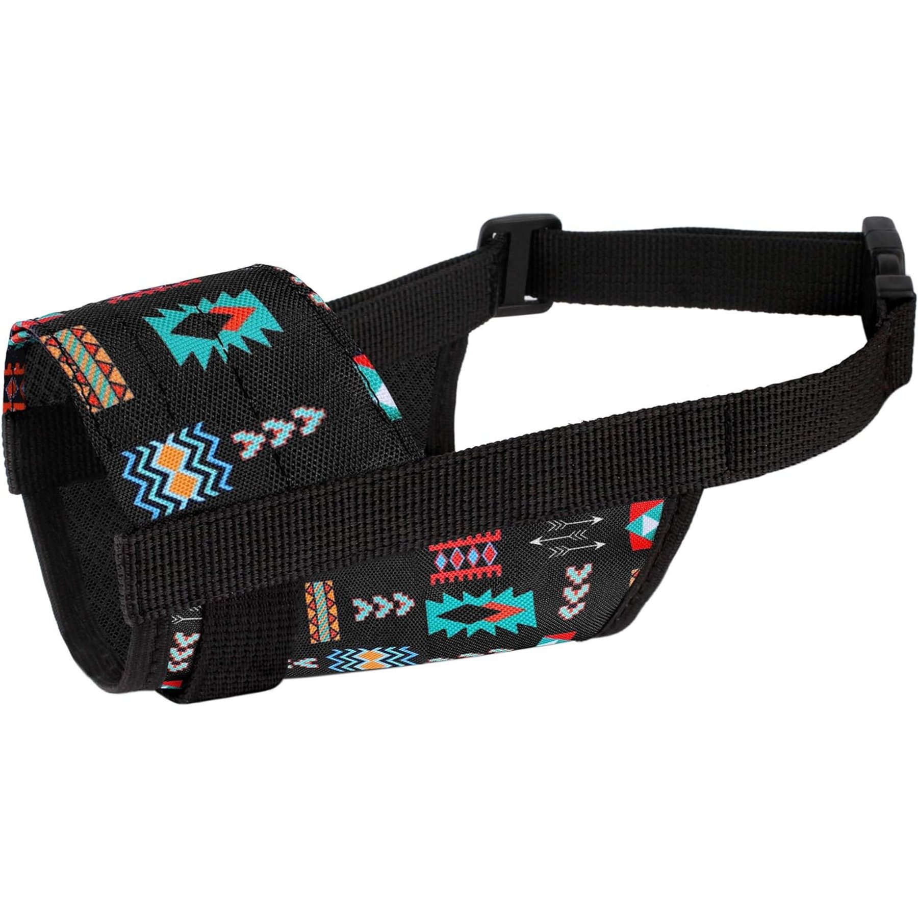 CollarDirect Aztec Pattern Nylon Dog Muzzle, Black, Medium/Large
