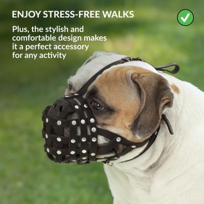 Show full view: CollarDirect Bulldog Leather Dog Muzzle, Brown slide 5 of 6