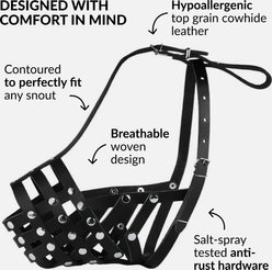 CollarDirect Pitbull Leather Strap Dog Muzzle, Black slide 2 of 6