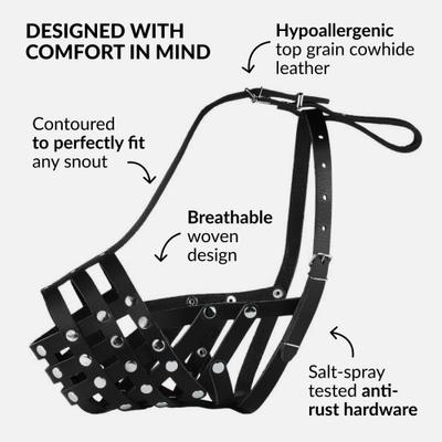 Show full view: CollarDirect Pitbull Leather Strap Dog Muzzle, Black slide 3 of 6