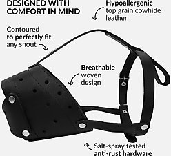 CollarDirect Pitbull Leather Closed Dog Muzzle, Black slide 2 of 6