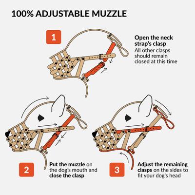 Show full view: CollarDirect Pitbull Leather Strap Dog Muzzle, Brown slide 6 of 6