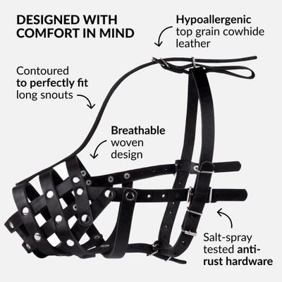 Show full view: CollarDirect German Shepherd Leather Dog Muzzle, Black, Medium slide 3 of 7