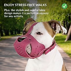 CollarDirect Leather Basket Dog Muzzle, Pink slide 2 of 6