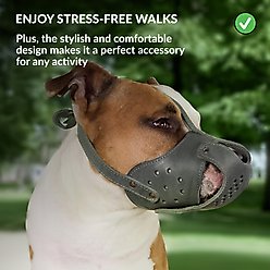 CollarDirect Leather Basket Dog Muzzle, Grey slide 2 of 6