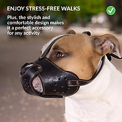 CollarDirect Leather Basket Dog Muzzle, Black slide 2 of 6