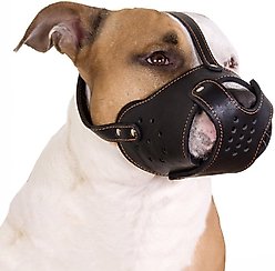 CollarDirect Leather Basket Dog Muzzle, Black