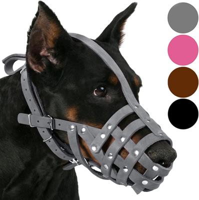 Show full view: CollarDirect Doberman Leather Dog Muzzle, Grey, Medium slide 3 of 7