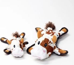 SteelDog USA Flat Bumpy Baby Brown Cow Less Stuffing Plush Dog Toy