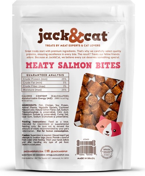 Jack & Cat Meaty Salmon Bites Soft & Chewy Cat Treats, 3-oz bag