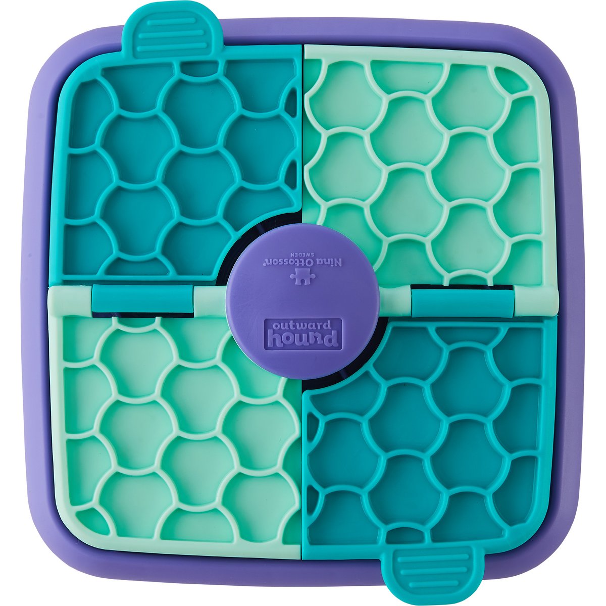 Outward Hound Nina Ottosson Lick N' Flip Treat Puzzle Enrichment Dog Toy & Slow Feeder, Blue