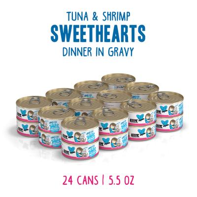 Show full view: BFF Tuna & Shrimp Sweethearts Dinner in Gravy Canned Cat Food, 5.5-oz, case of 24 slide 3 of 13