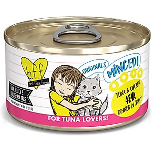 BFF Tuna & Chicken 4-Eva Dinner in Gravy Grain-Free Minced Wet Cat Food, 3-oz, case of 24