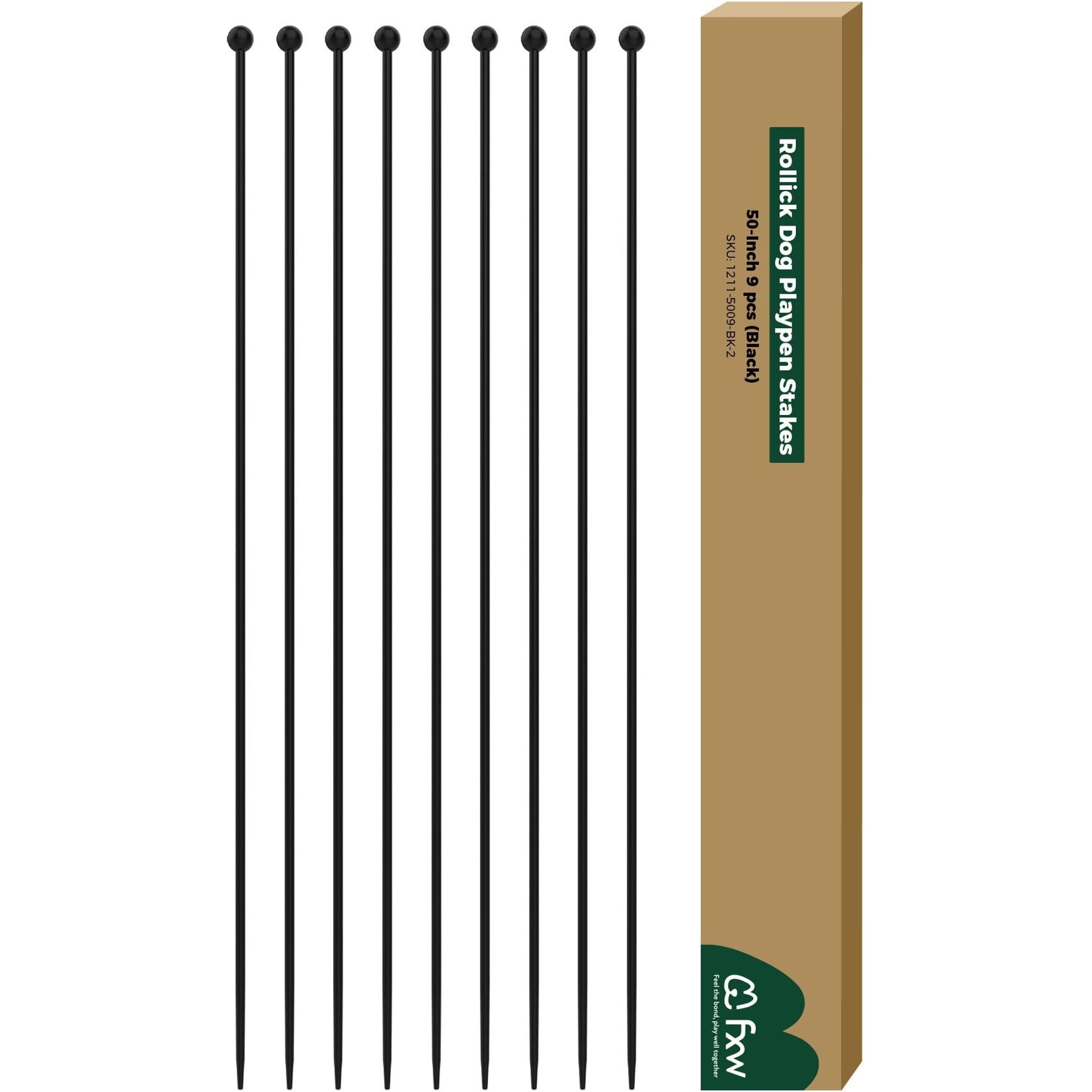 FXW Outdoor Dog Playpen Replacement Stakes, Black, 9 count, 50-in