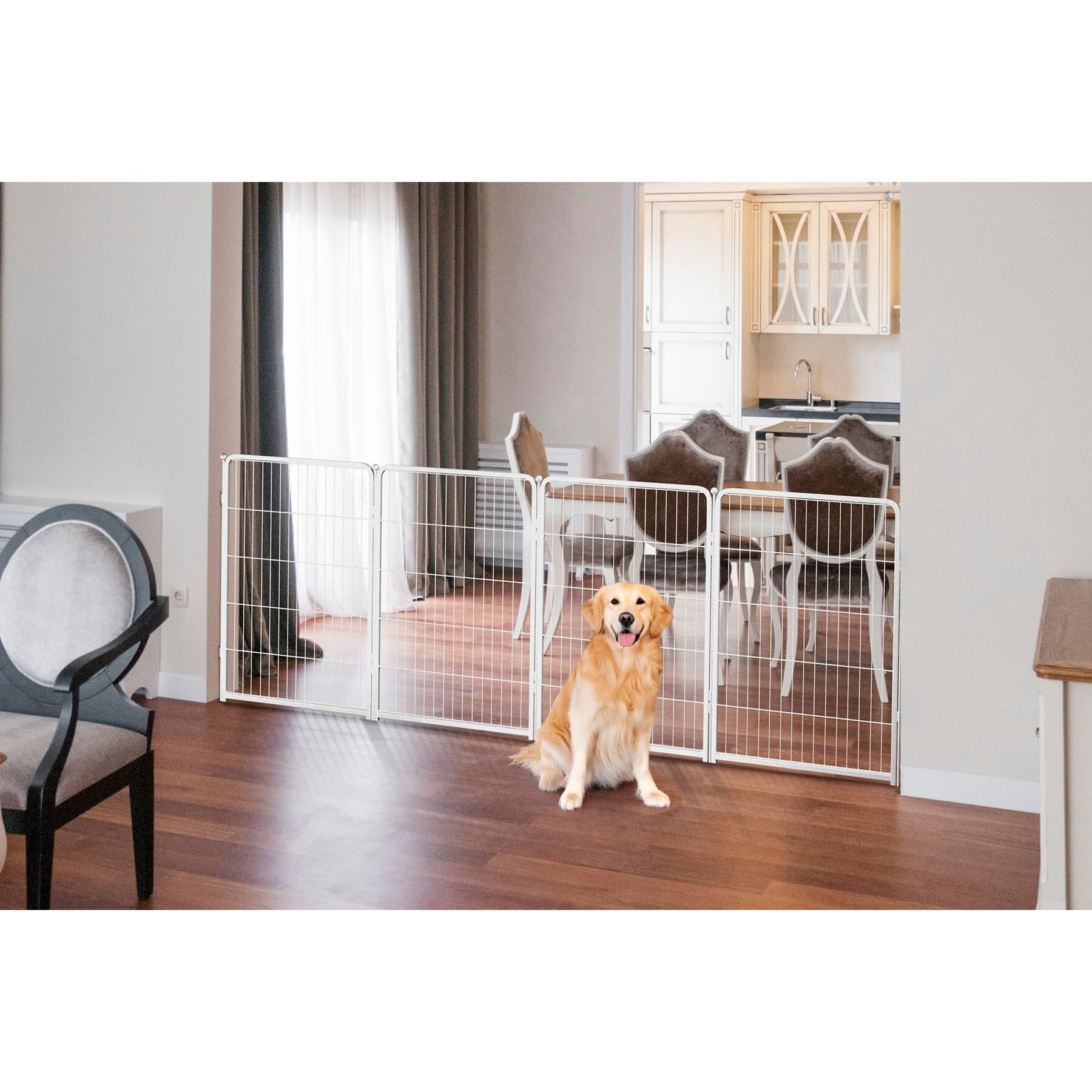 FXW Indoor Playpen with Gate, White, 40-in, 4-panel