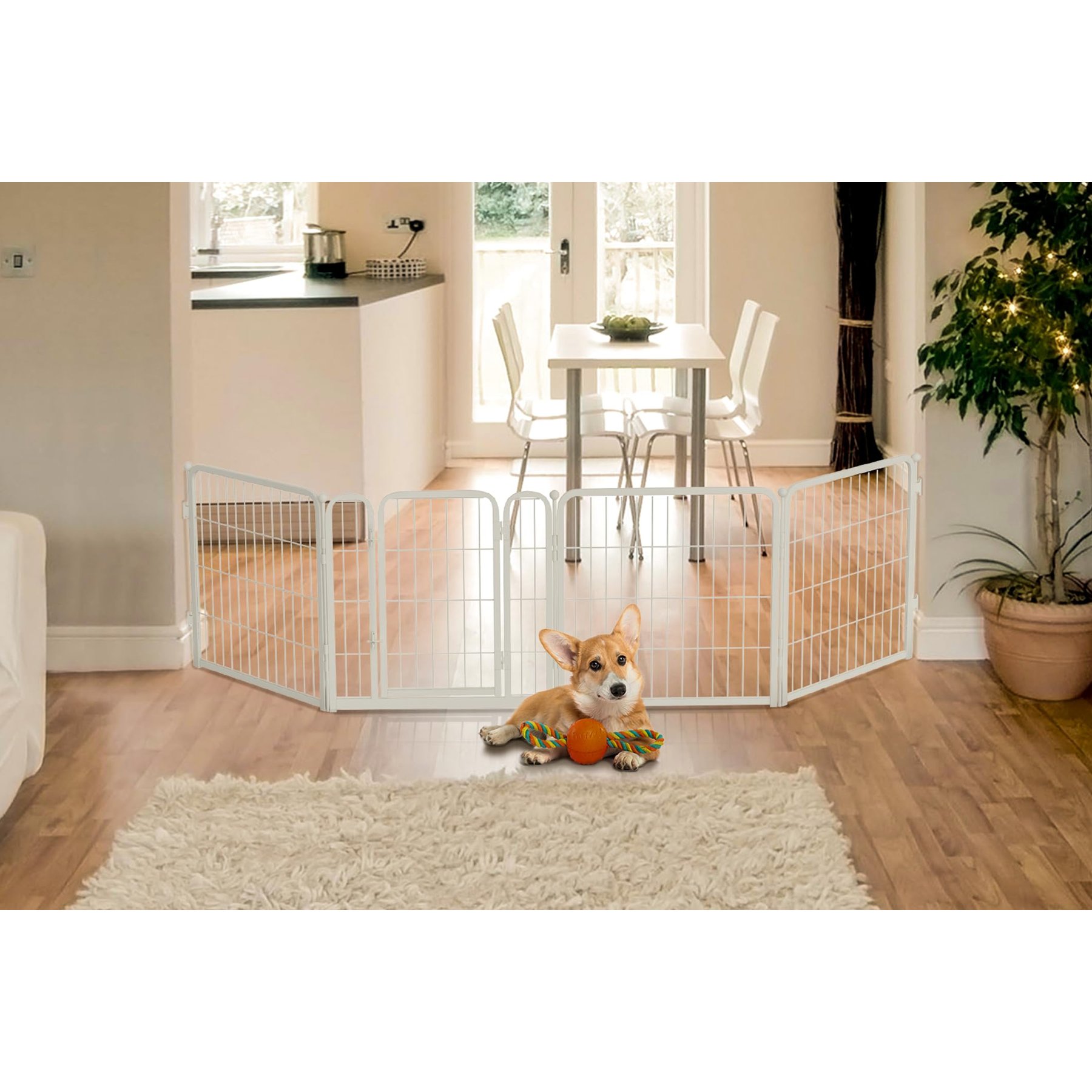 FXW Indoor Playpen with Gate, White, 24-in, 4-panel