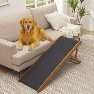 Unipaws Foldable Wooden Dog & Cat Ramp, Plus, Walnut
