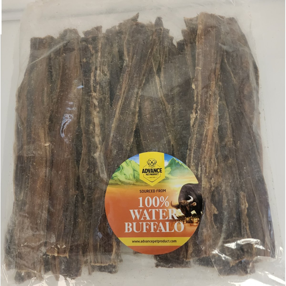 Advance Pet Product Water Buffalo Gullet Jerky Dog Natural Chew Treats, 12-in, 30 count