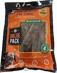 Advance Pet Product Water Buffalo Gullet Jerky Dog Natural Chew Treats, 12-in, 15 count