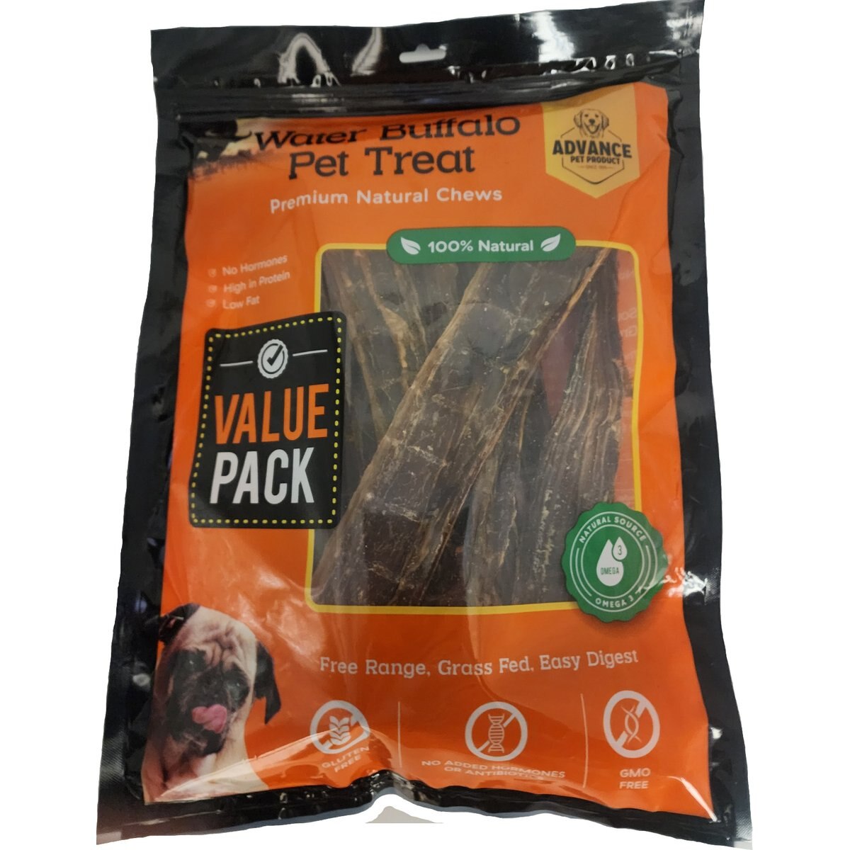 Advance Pet Product Water Buffalo Gullet Jerky Dog Natural Chew Treats, 12-in, 15 count