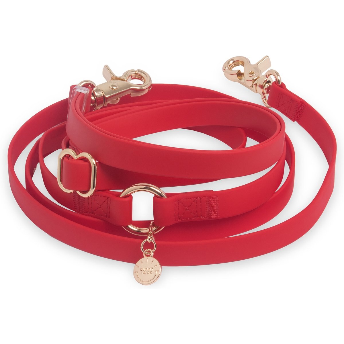 Sunny Tails 4-in-1 Convertible Hands Free Cloud Dog Leash, 8.5-ft long, 5/8-in wide, Cherry Red