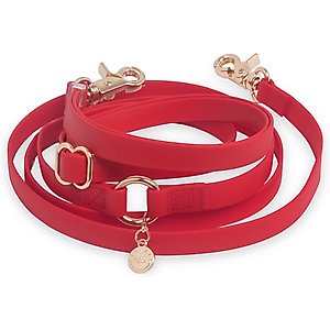 Sunny Tails 4-in-1 Convertible Hands Free Cloud Dog Leash, 8.5-ft long, 5/8-in wide, Cherry Red