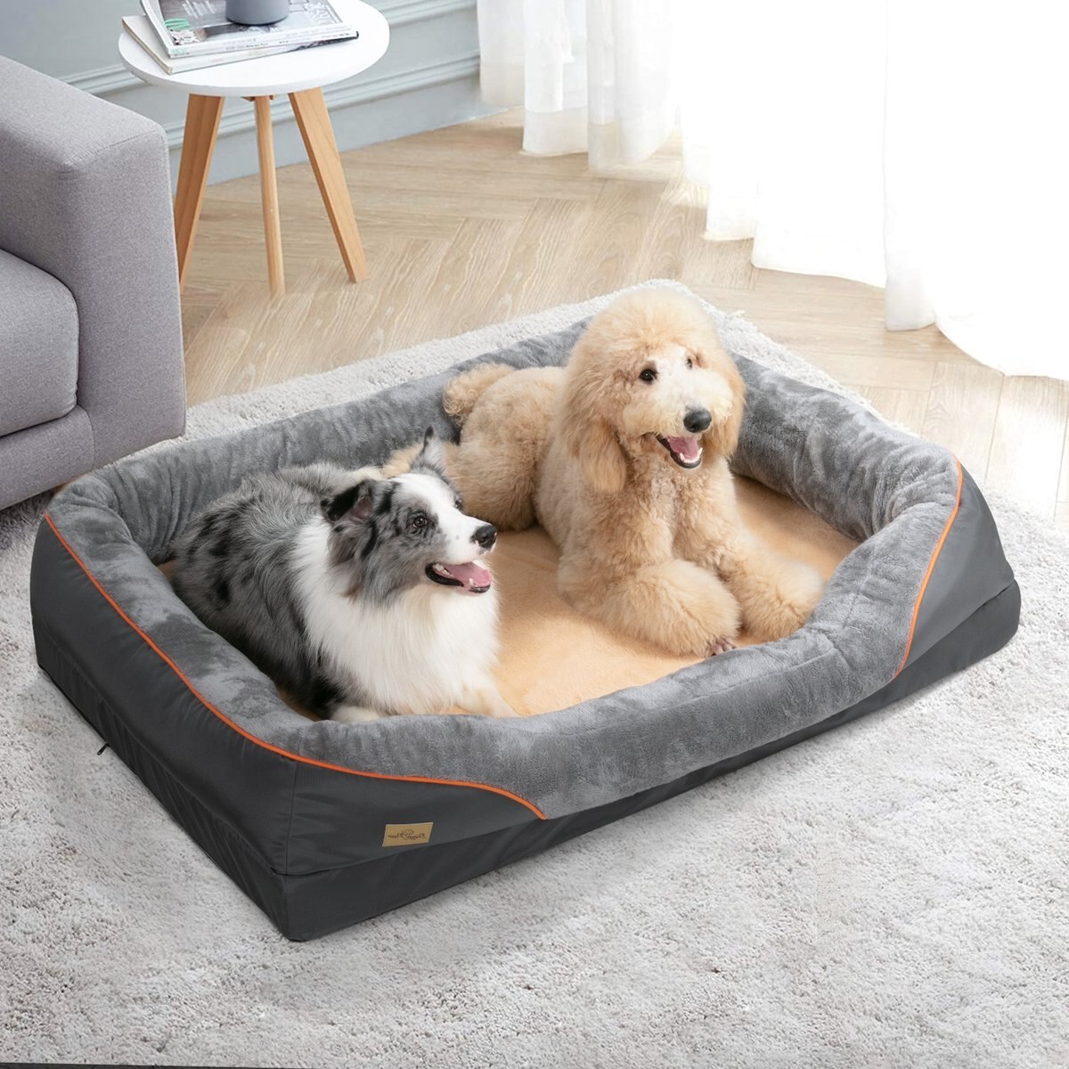 BingoPaw Lounger Sofa Orthopedic Dog Bed, Grey, XX-Large