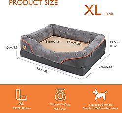 BingoPaw Lounger Sofa Orthopedic Dog Bed, Grey, X-Large slide 2 of 9
