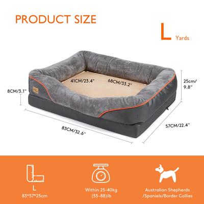 Show full view: BingoPaw Lounger Sofa Orthopedic Dog Bed, Grey, Large slide 3 of 6