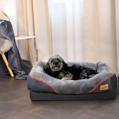 Show full view: BingoPaw Lounger Sofa Orthopedic Dog Bed, Grey, Large slide 2 of 6