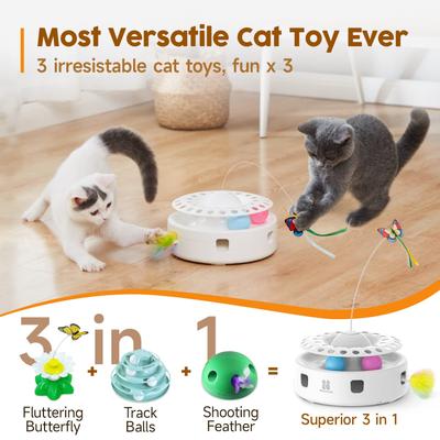 Show full view: Potaroma 3 in 1 Automatic Interactive Butterfly Cat Toy slide 2 of 7