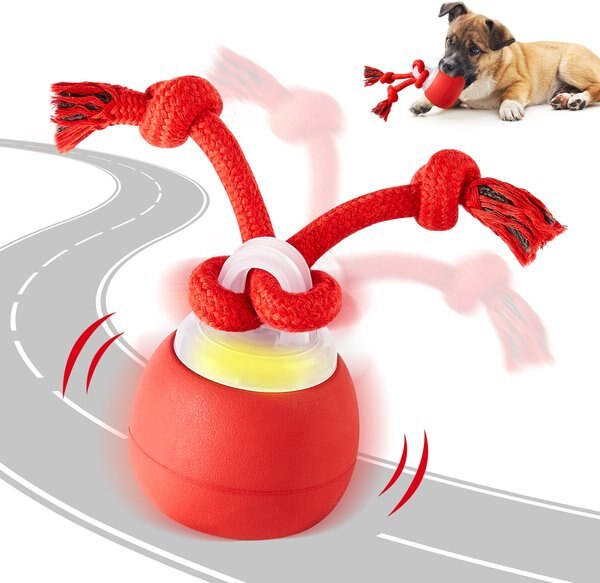 Potaroma Interactive Rechargeable Squeaky Dog Ball Toy, Red