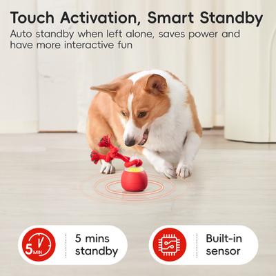 Show full view: Potaroma Interactive Rechargeable Squeaky Dog Ball Toy, Red, Red slide 4 of 8