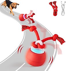 Potaroma Interactive Rechargeable Squeaky Dog Ball Toy, Red, Red