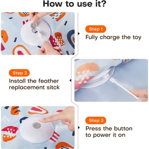 Potaroma In-the-Cover Interactive Cat Feather Toy, Blue