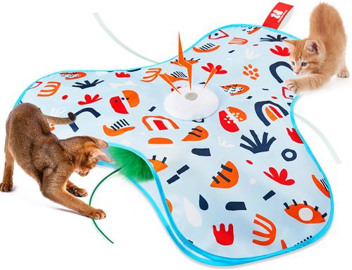 Show full view: Potaroma In-the-Cover Interactive Cat Feather Toy, Blue slide 7 of 8