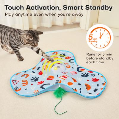 Show full view: Potaroma In-the-Cover Interactive Cat Feather Toy, Blue slide 4 of 8